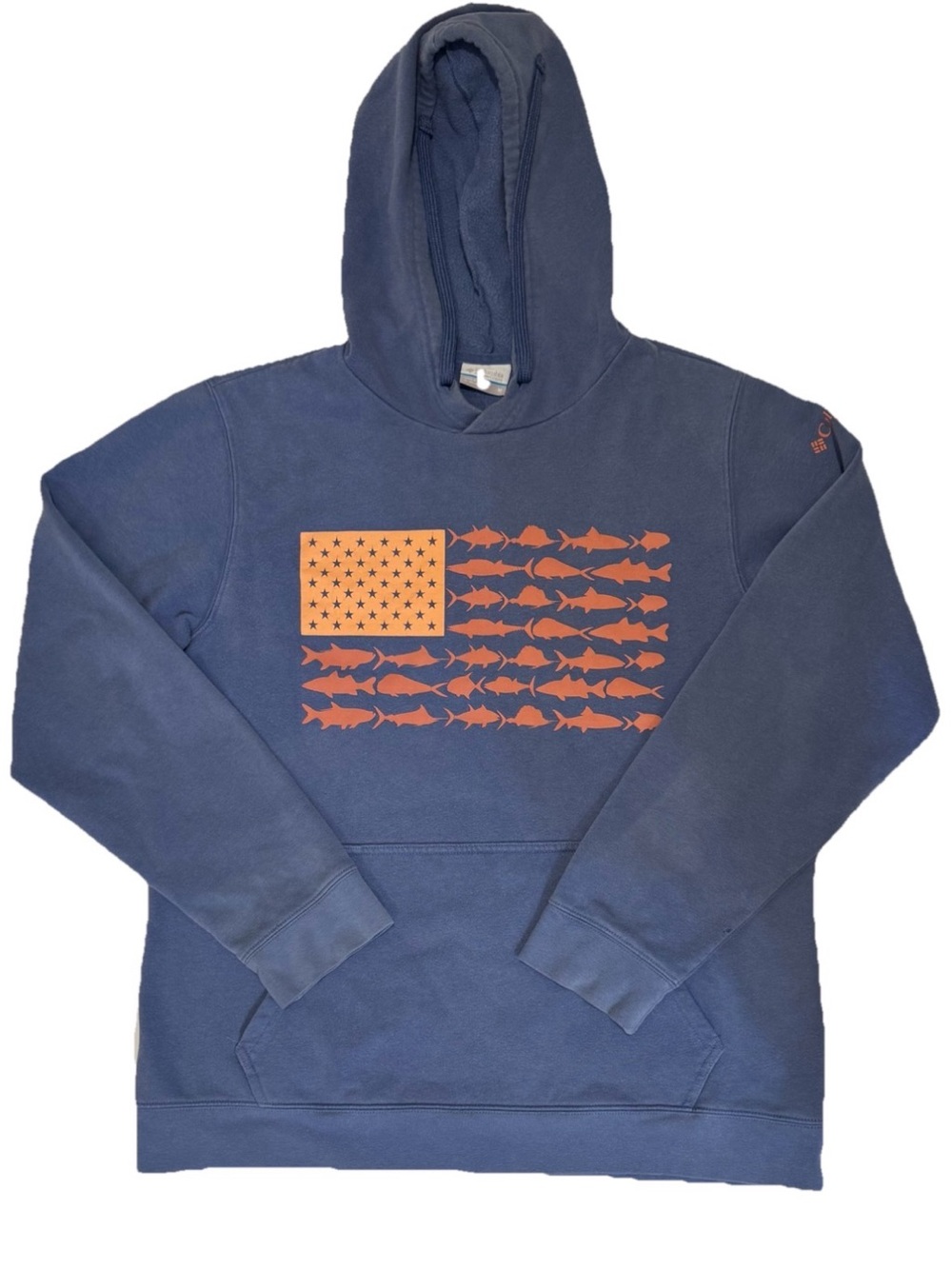Columbia Navy Blue Pullover Hoodie with Subtle Logo Tag